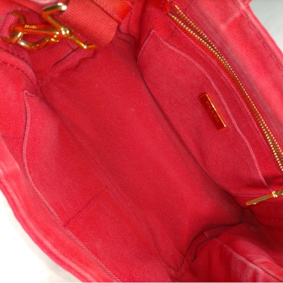Prada Tote Bag Red Canvas - Picture 9 of 10